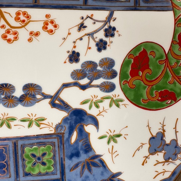 Kutani Brocade Pedestal Cake Stand Japanese Porcelain Footed Plate - Picture 9 of 11